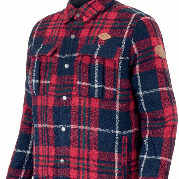 Picture Organic Bemidji Jacket Men's Medium M RED PLAID boucle, fleece interior - Picture 4 of 5